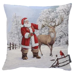 Kissenhulle "Weihnachtsmann Mit Hirsch"