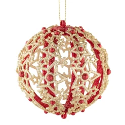 Kugel Mit Filigranen Sternen, Rot, 8Cm