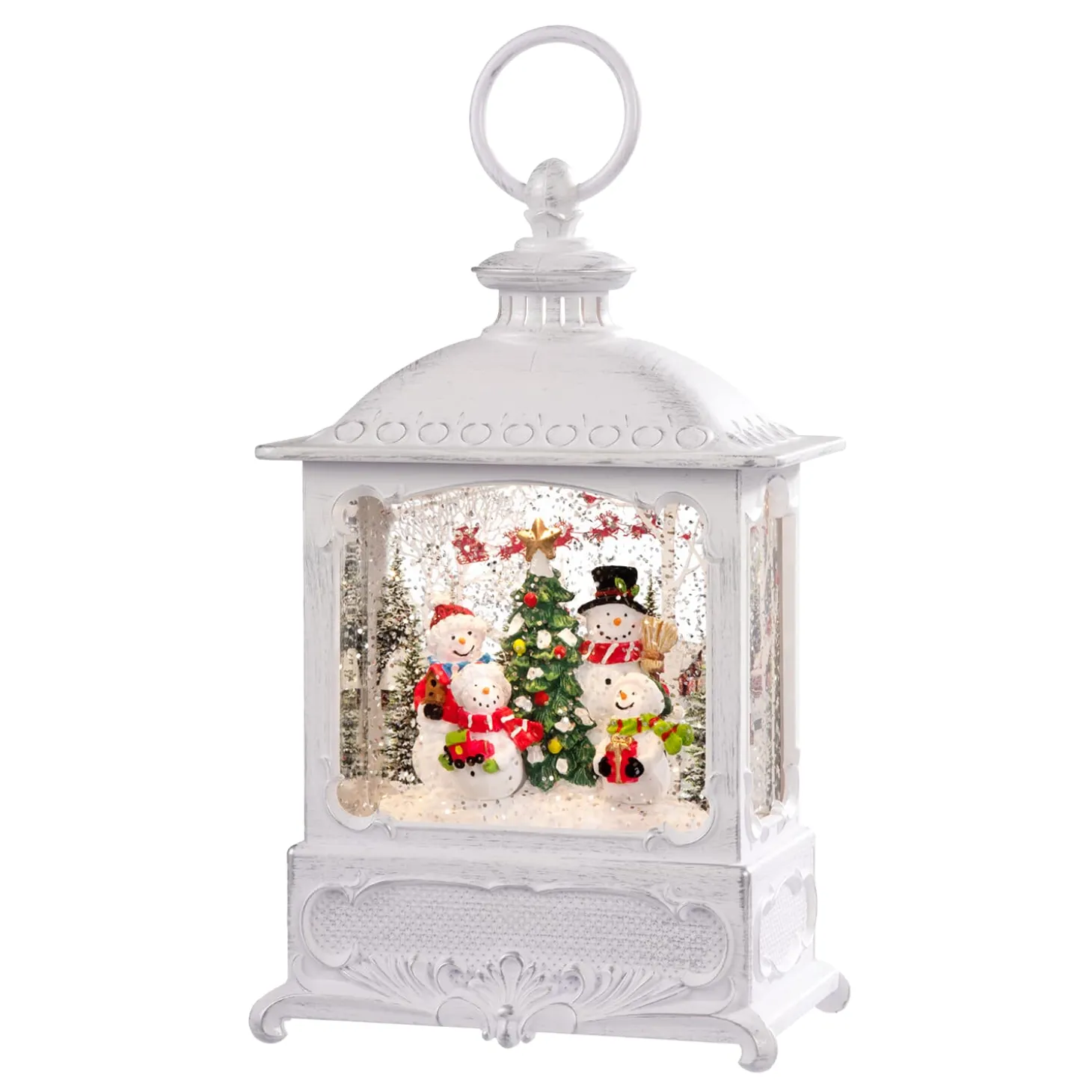 Led Schneelaterne "Schneemannfamilie", 25 Cm