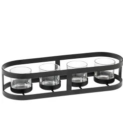 Metall Teelichthalter Oval, Scharz