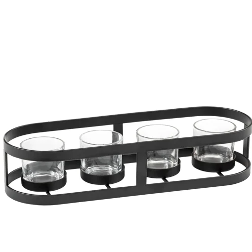 Metall Teelichthalter Oval, Scharz
