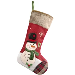 Nikolausstrumpf Mit Schneemann, Rot