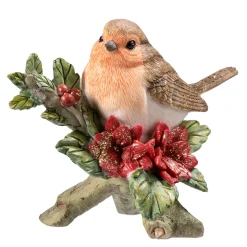 Rotkehlchen Auf Weihnachtsstern