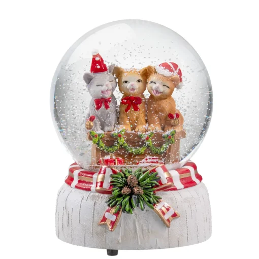 Schneekugel "Weihnachtliches Katzentrio"