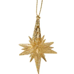 Stern Mit Glimmer, Gold, 6 Cm