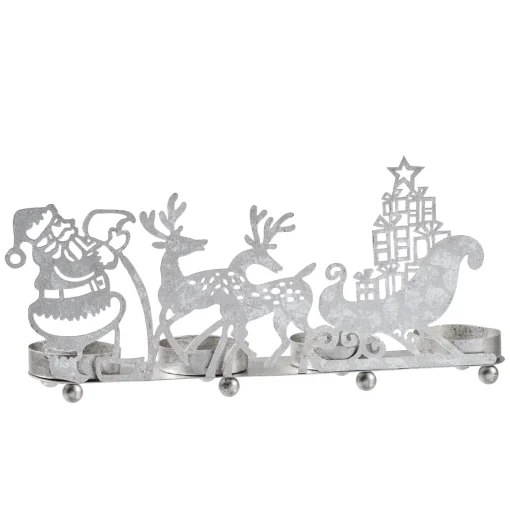 Teelichthalter "Rentierschlitten", Silber