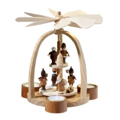 Teelicht-Pyramide "Weihnachtsmann Mit Striezelkinder"
