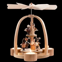 Teelicht-Pyramide "Weihnachtsmann Mit Striezelkinder"