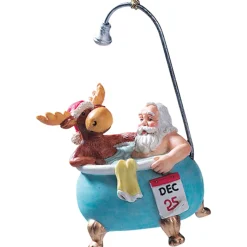 Weihnachtsmann Und Rentier In Badewanne